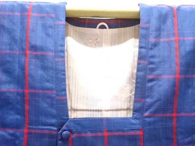  格子織り出し米沢紬着物・道行コートアンサンブル